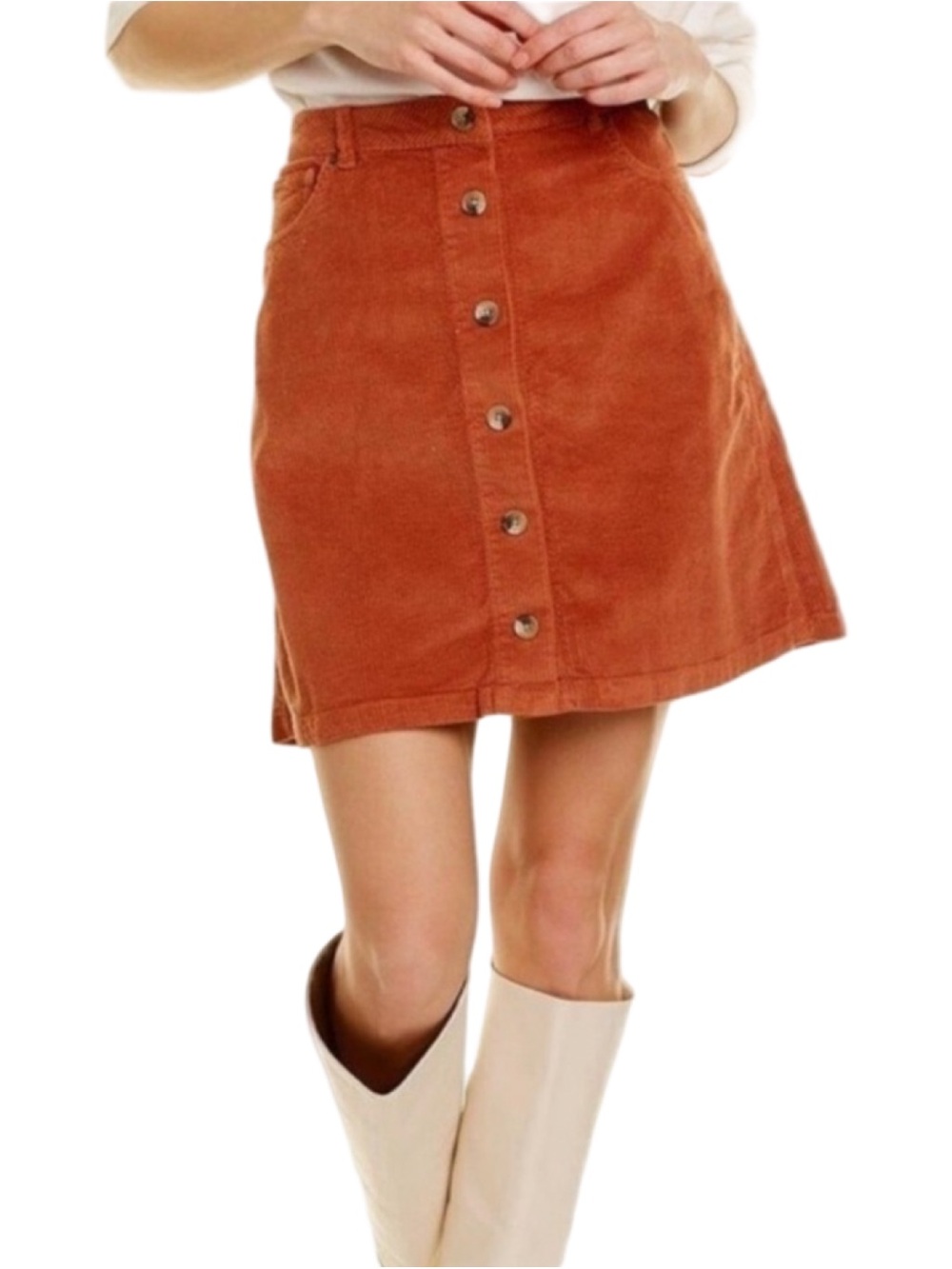Faherty Corduroy Button
Front Mini Skirt Rust Orange
Western Coastalcowgirl S